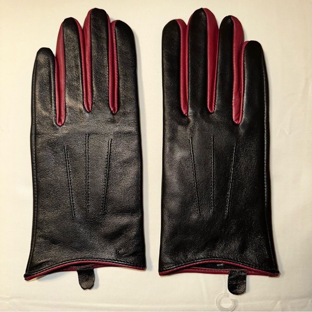 NWOT DKNY 100% genuine leather gloves size S lined with polyester - Picture 5 of 7